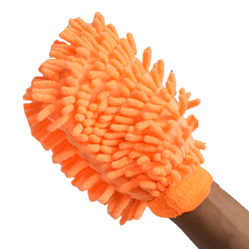 Orange Microfiber Dusting Glove, Reusable Cleaning Mitt for Furniture, Car & Electronics