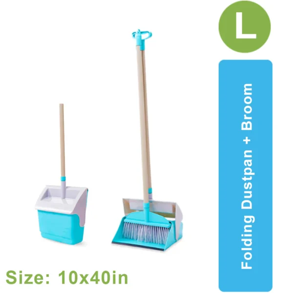 Large Folding Dustpan and Broom Set, Upright Standing, Space-Saving Cleaning Combo