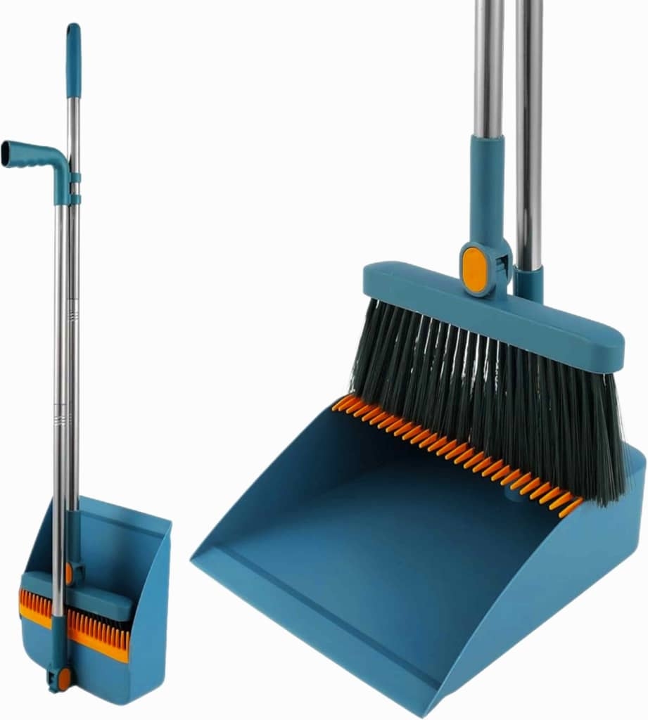 Folding dustpan and broom