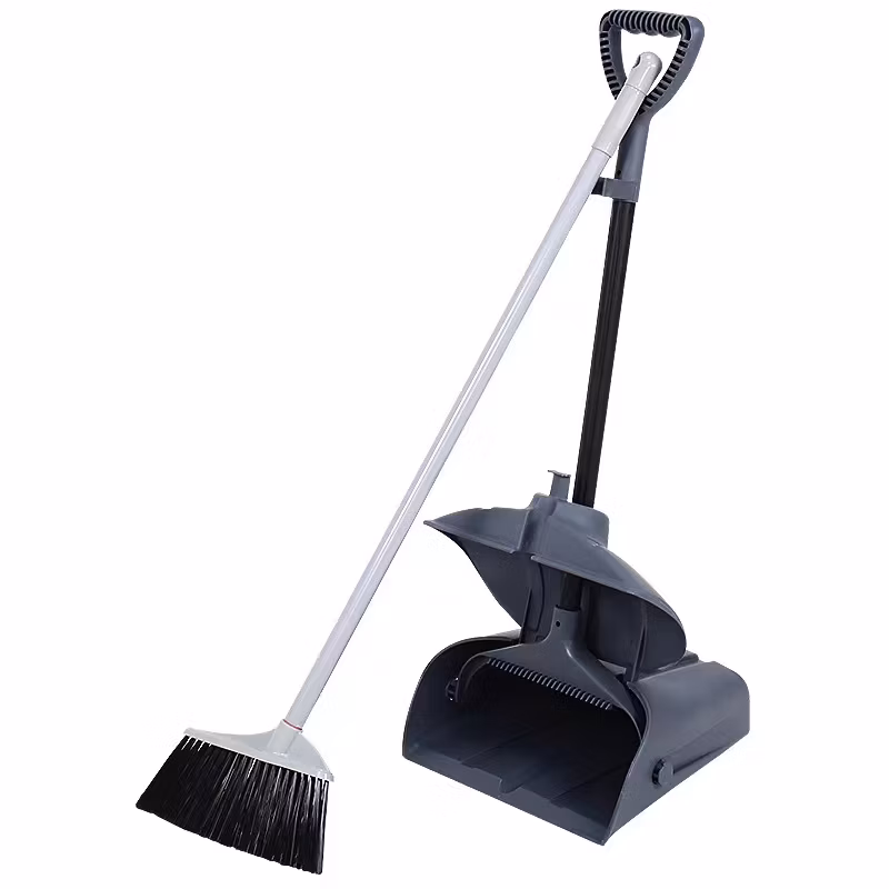 Folding dustpan and broom