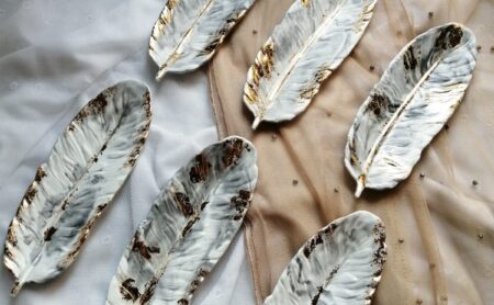 Gold Leaf Feather Tray