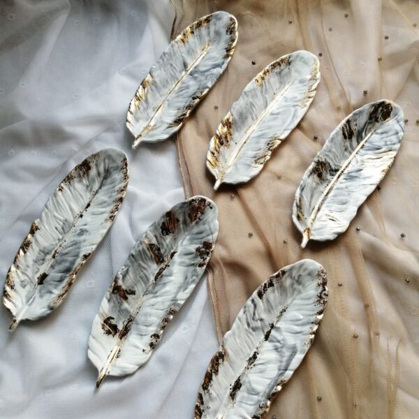 Gold Leaf Feather Tray