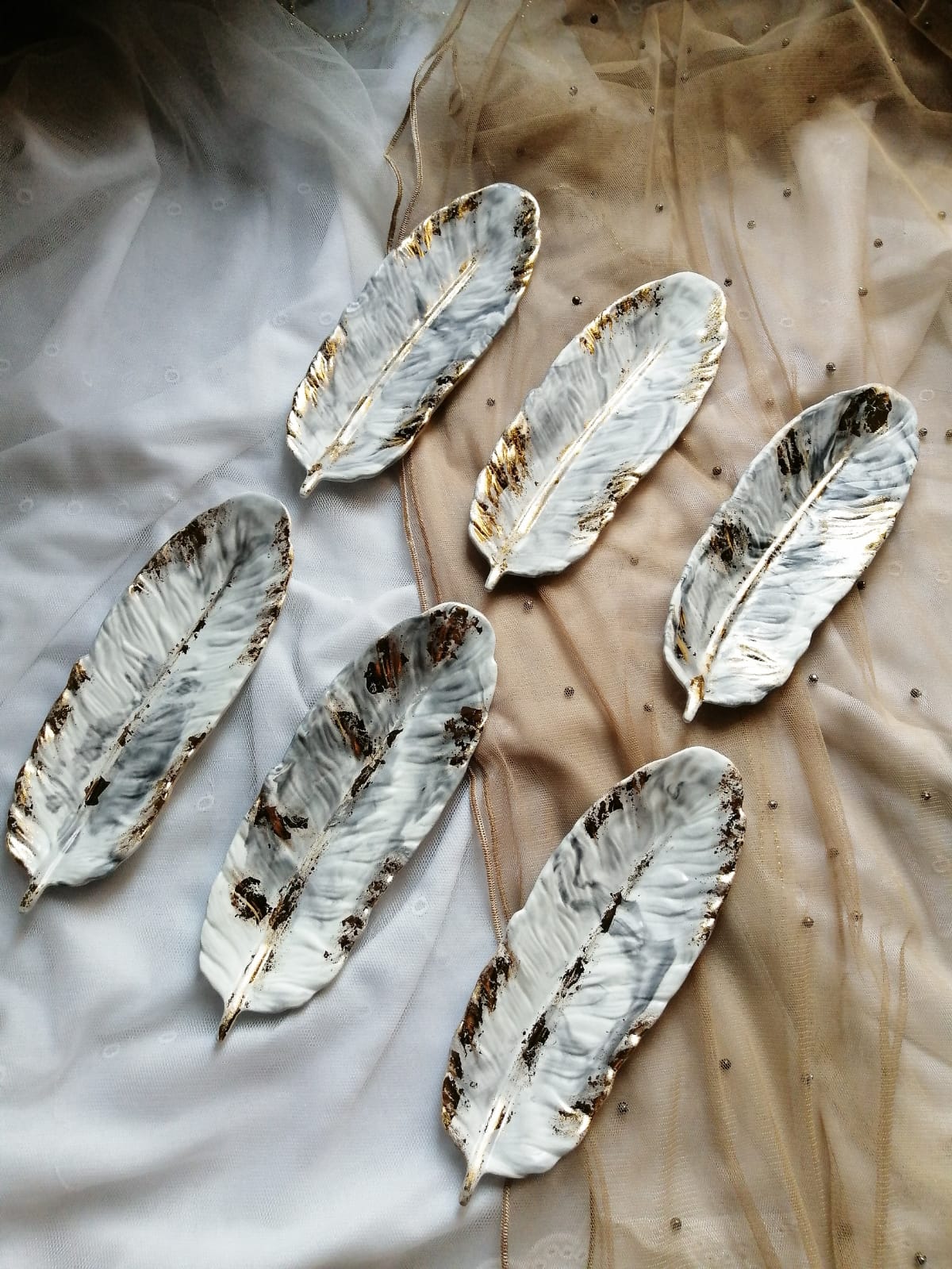 Gold Leaf Feather Tray