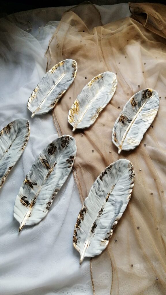 Gold Leaf Feather Tray