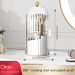 rotating makeup brush holder side view – acrylic spinning brush organizer for vanity table