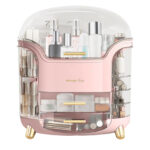 acrylic makeup organizer open view with drawers and brush holders – 3 in 1 cosmetic storage box