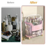 acrylic cosmetic organizer with multiple compartments – storage for lipstick, brushes, and skincare bottles
