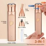 Smartphone app-controlled 3-in-1 electric facial trimmer for women with Bluetooth connectivity