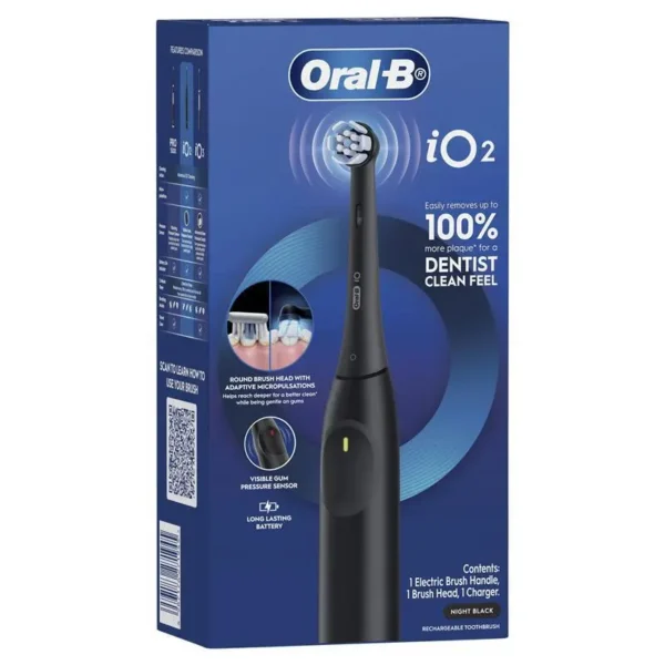 Oral-B iO Series iO2 electric toothbrush handle in night black color