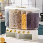 Kitchen food storage box – plastic cereal dispenser with airtight lid