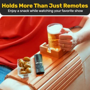 Single tier bamboo armrest table for bedroom sofa and coffee cup