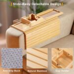 Portable bamboo sofa arm tray – natural wood finish